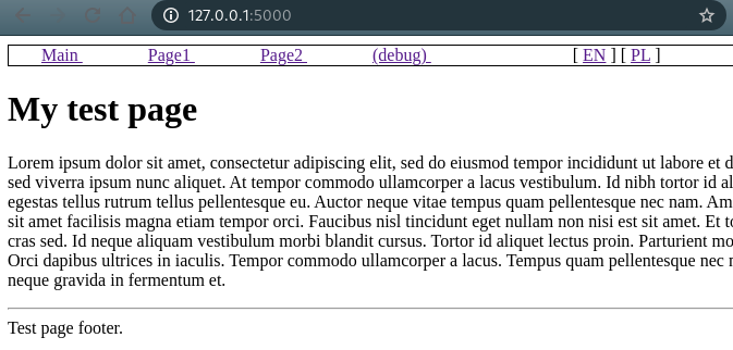 Test site screenshot